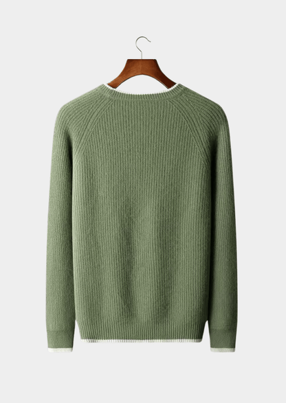 MERINO WOOL TWO TONE CREWNECK - LORMIER - 
