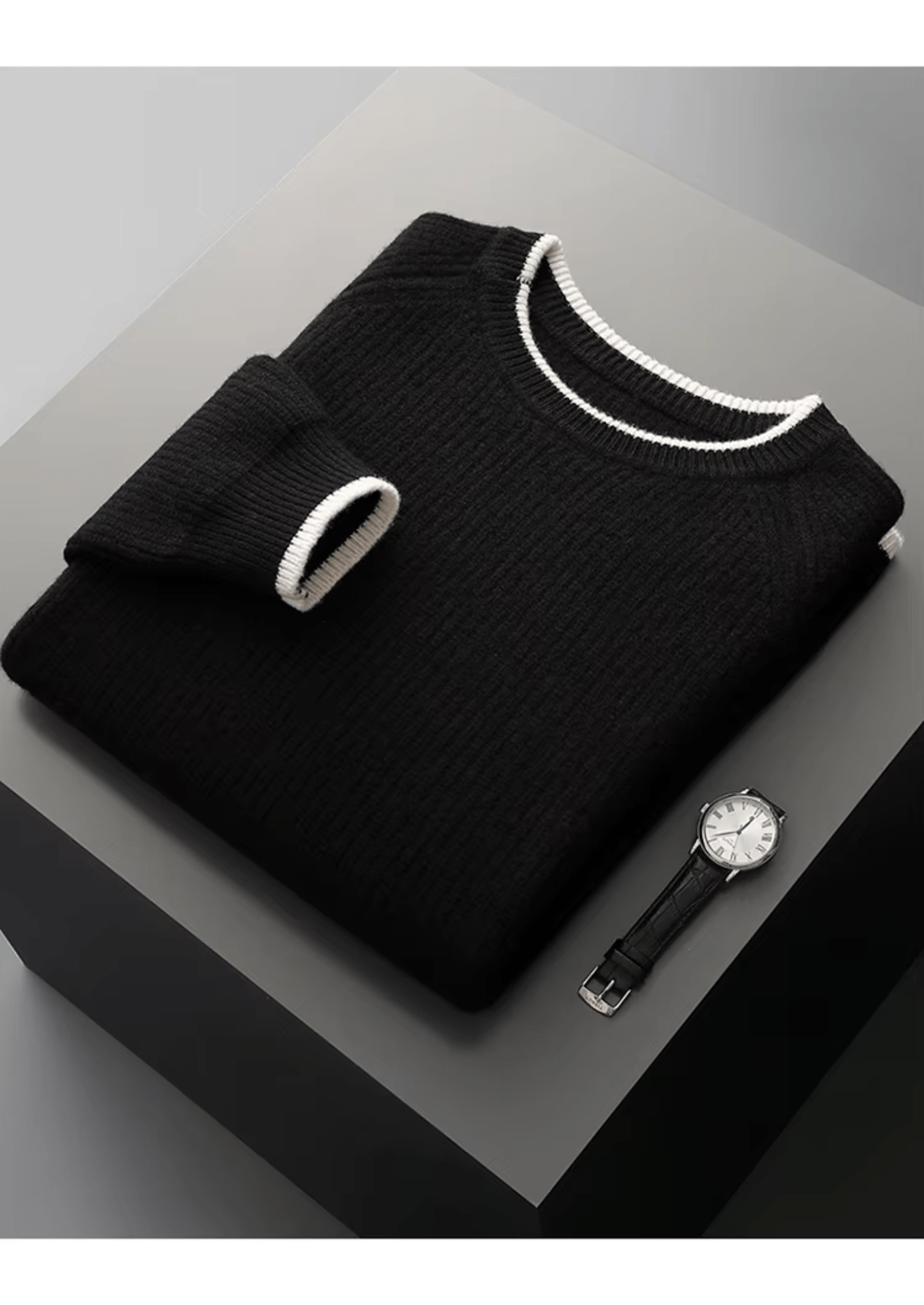 MERINO WOOL TWO TONE CREWNECK - LORMIER - 