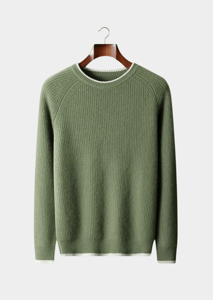 MERINO WOOL TWO TONE CREWNECK - LORMIER - 