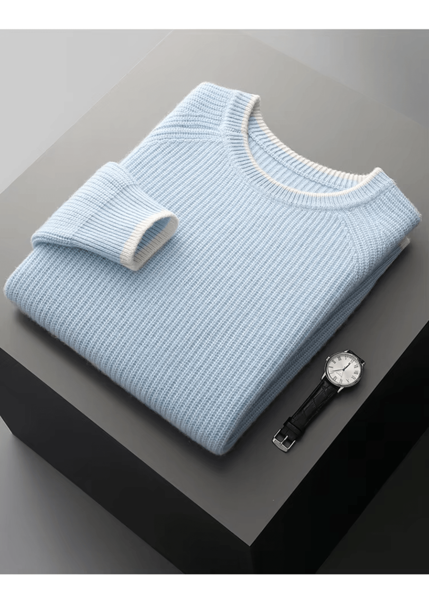 MERINO WOOL TWO TONE CREWNECK - LORMIER - 