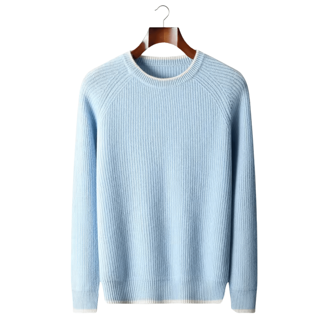 MERINO WOOL TWO TONE CREWNECK - LORMIER - 