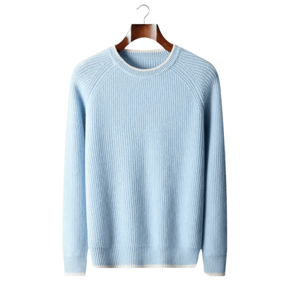 MERINO WOOL TWO TONE CREWNECK - LORMIER - 