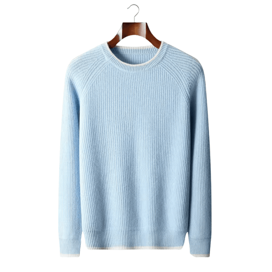 MERINO WOOL TWO TONE CREWNECK - LORMIER - 