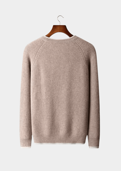 MERINO WOOL TWO TONE CREWNECK - LORMIER - 
