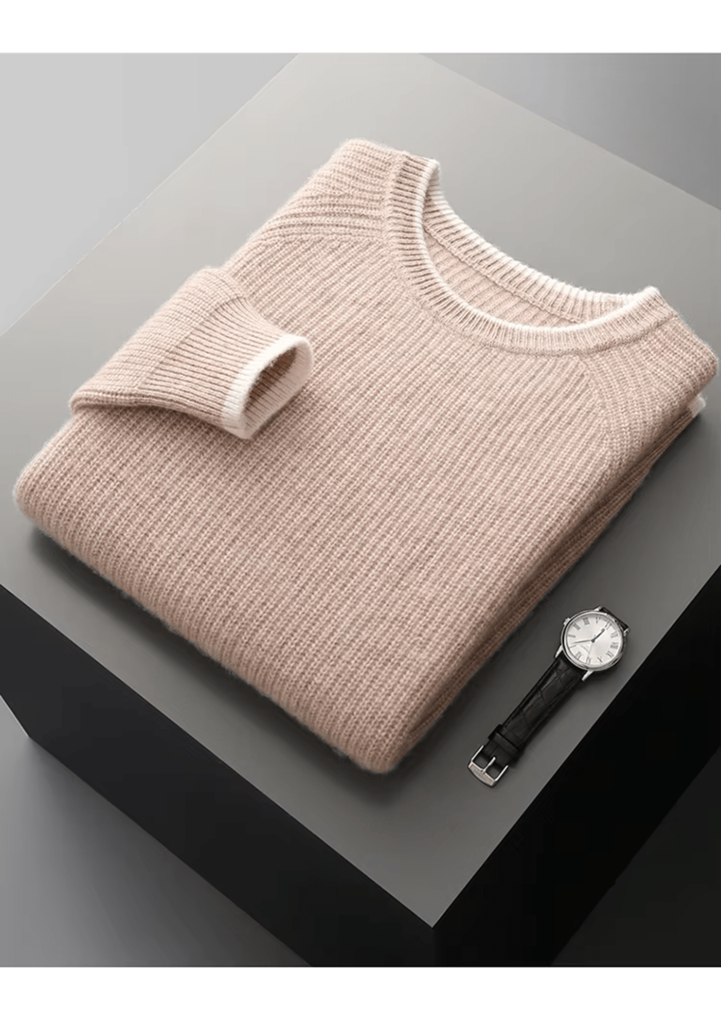 MERINO WOOL TWO TONE CREWNECK - LORMIER - 