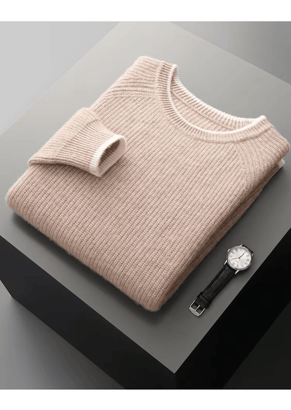 MERINO WOOL TWO TONE CREWNECK - LORMIER - 