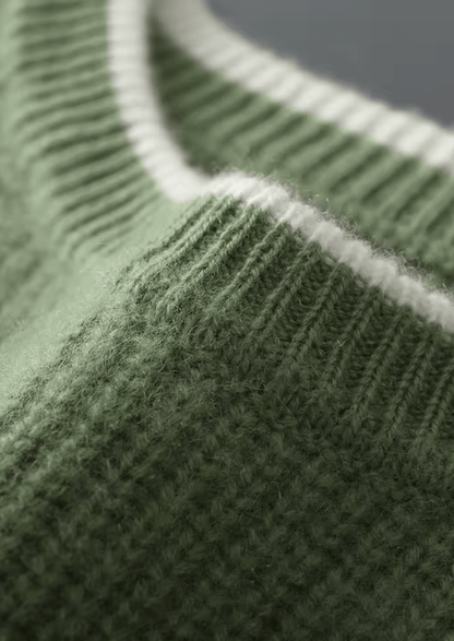 MERINO WOOL TWO TONE CREWNECK - LORMIER - 