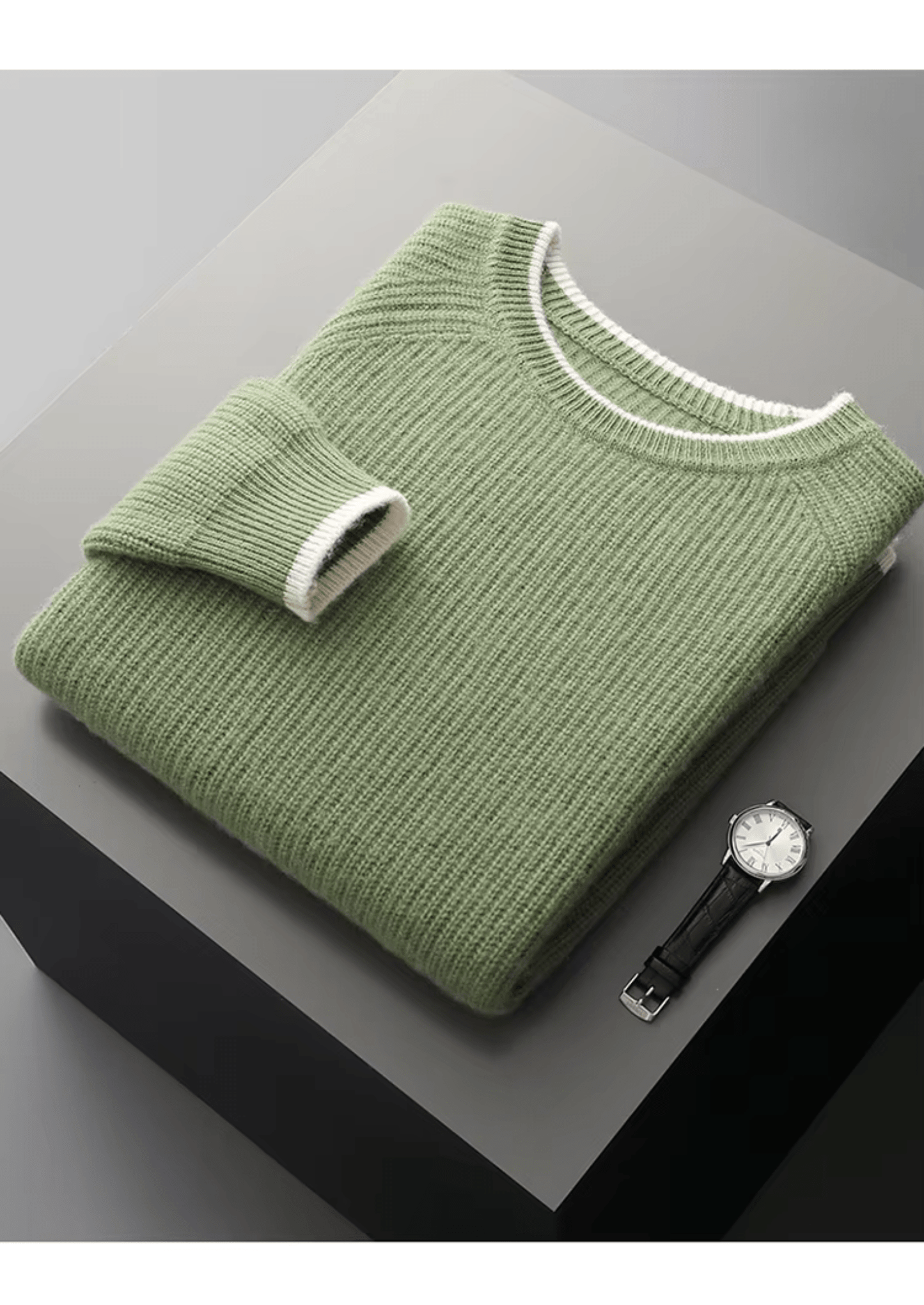 MERINO WOOL TWO TONE CREWNECK - LORMIER - 
