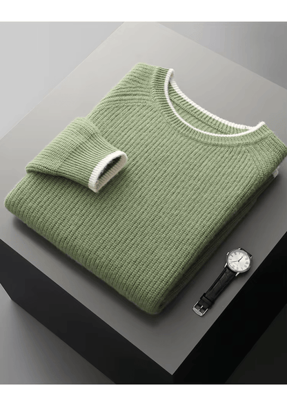 MERINO WOOL TWO TONE CREWNECK - LORMIER - 