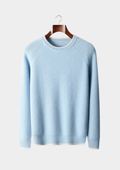 MERINO WOOL TWO TONE CREWNECK - LORMIER - 