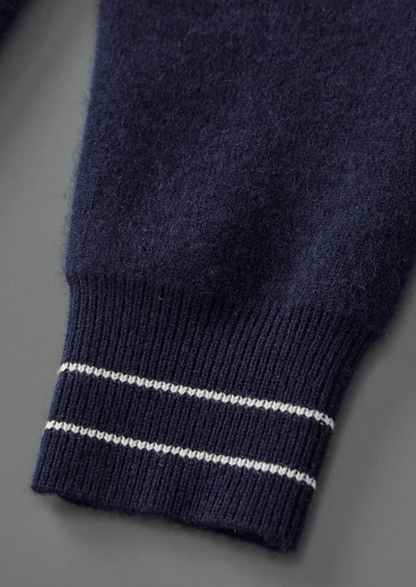 MERINO WOOL TWO - TONE POLO CARDIGAN - LORMIER - 