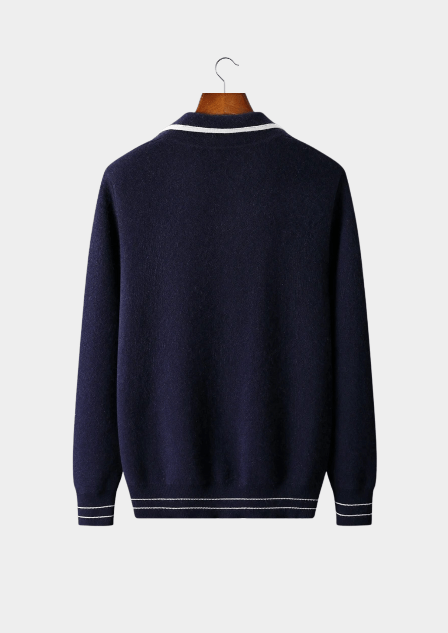 MERINO WOOL TWO - TONE POLO CARDIGAN - LORMIER - 