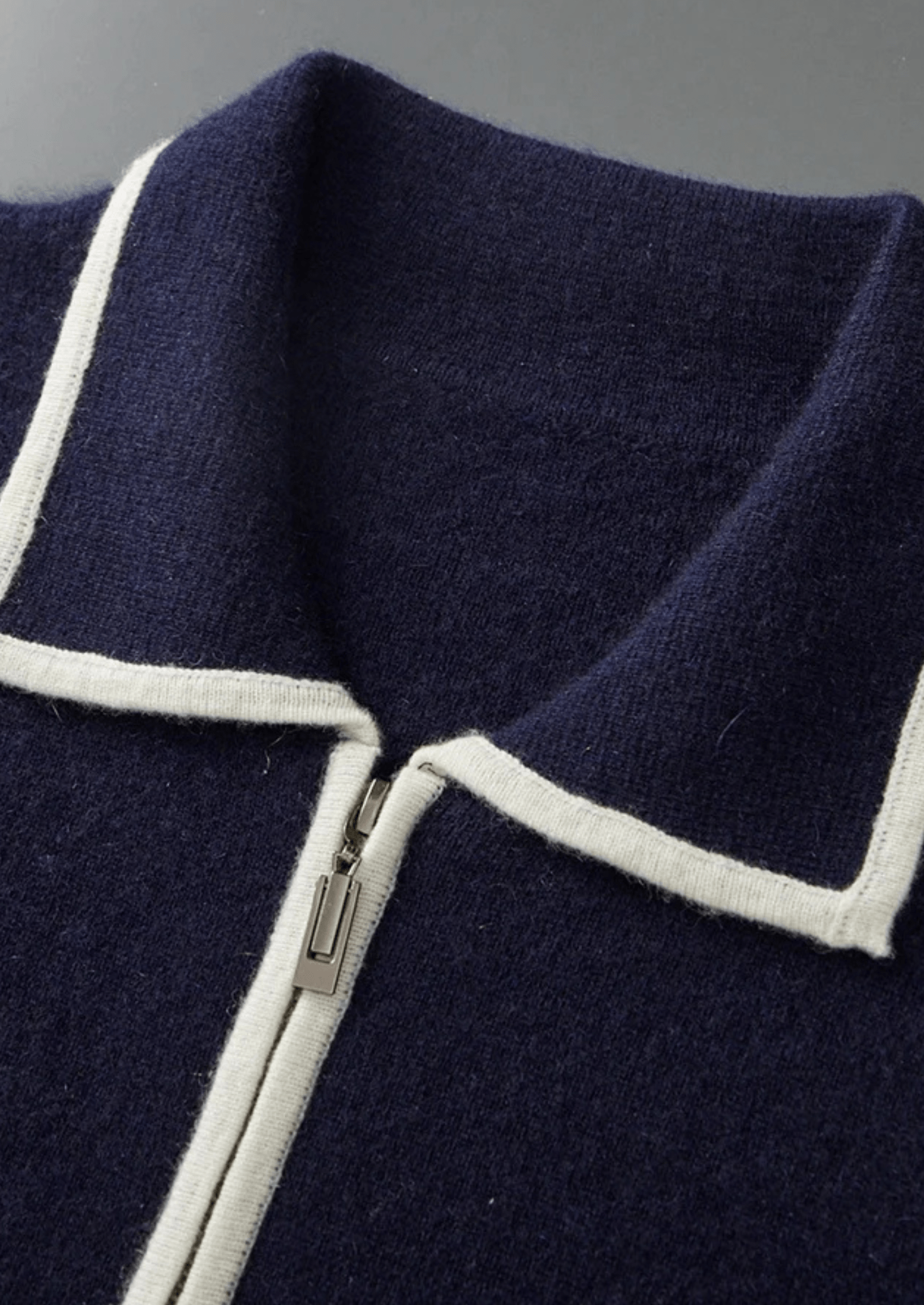 MERINO WOOL TWO - TONE POLO CARDIGAN - LORMIER - 