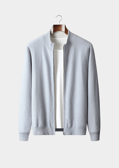 MERINO WOOL ZIP CARDIGAN - LORMIER - 