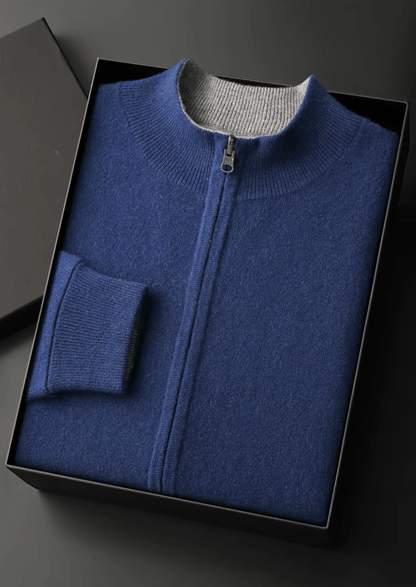 MERINO WOOL ZIP CARDIGAN - LORMIER - 