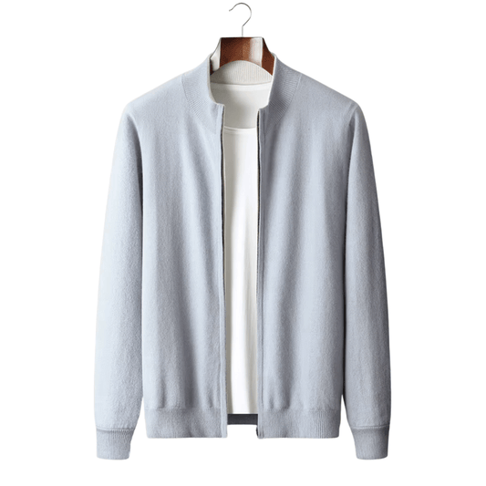 MERINO WOOL ZIP CARDIGAN - LORMIER - 