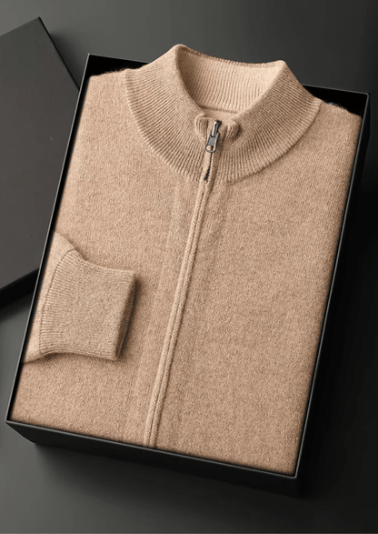 MERINO WOOL ZIP CARDIGAN - LORMIER - 