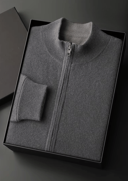 MERINO WOOL ZIP CARDIGAN - LORMIER - 