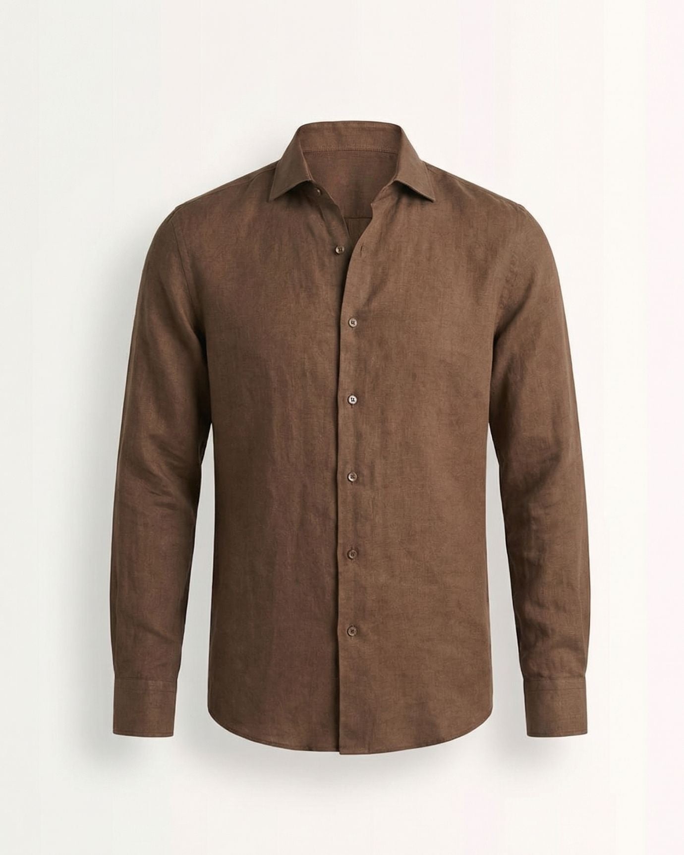 Men's brown classy linen shirt featuring a premium breathable knit and a sophisticated old money fit.