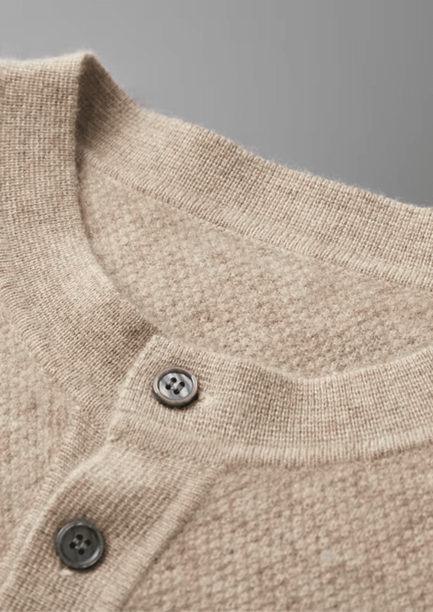 PREMIUM CASHMERE CLASSIC HENLEY SWEATER - LORMIER - 