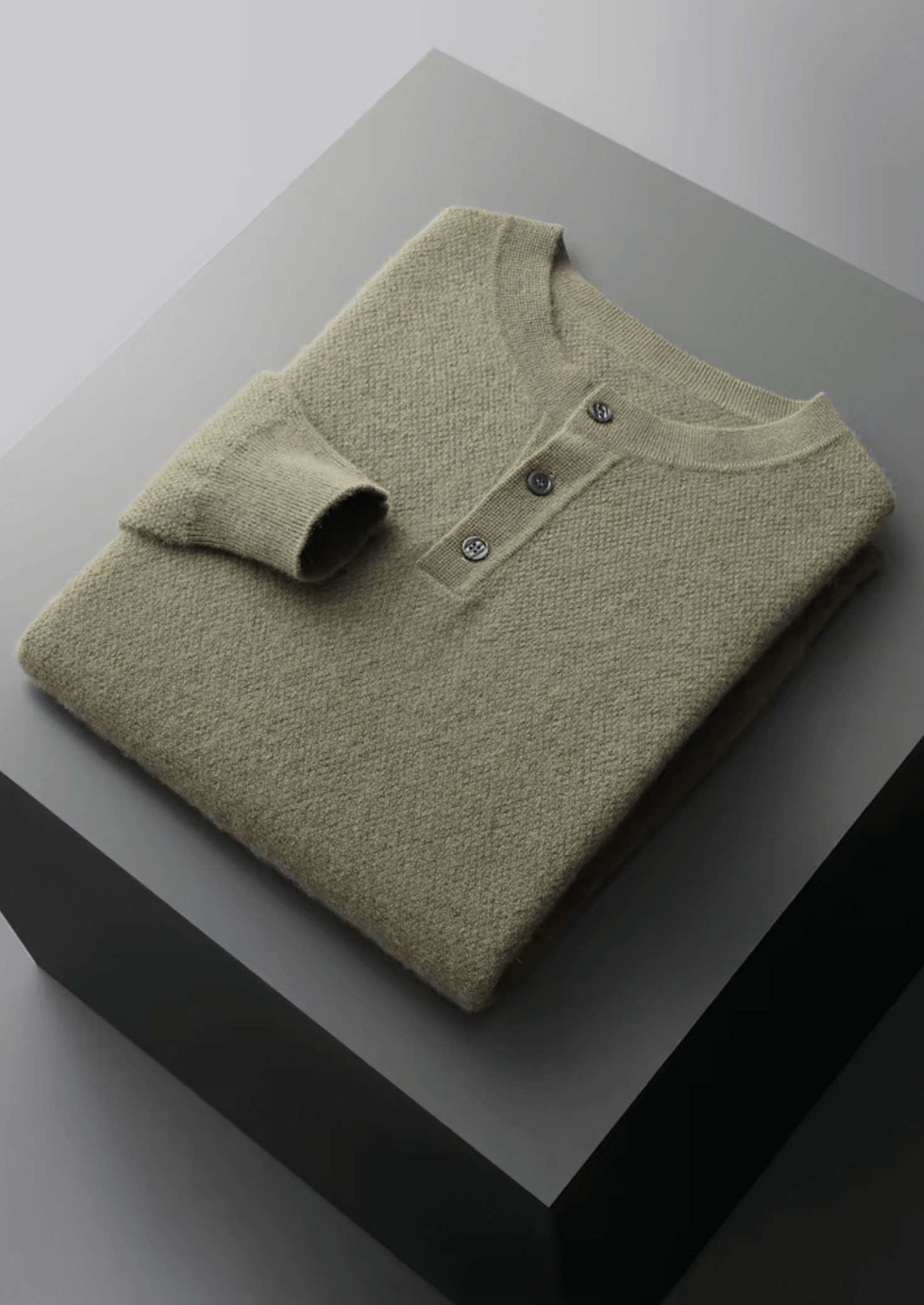 PREMIUM CASHMERE CLASSIC HENLEY SWEATER - LORMIER - 