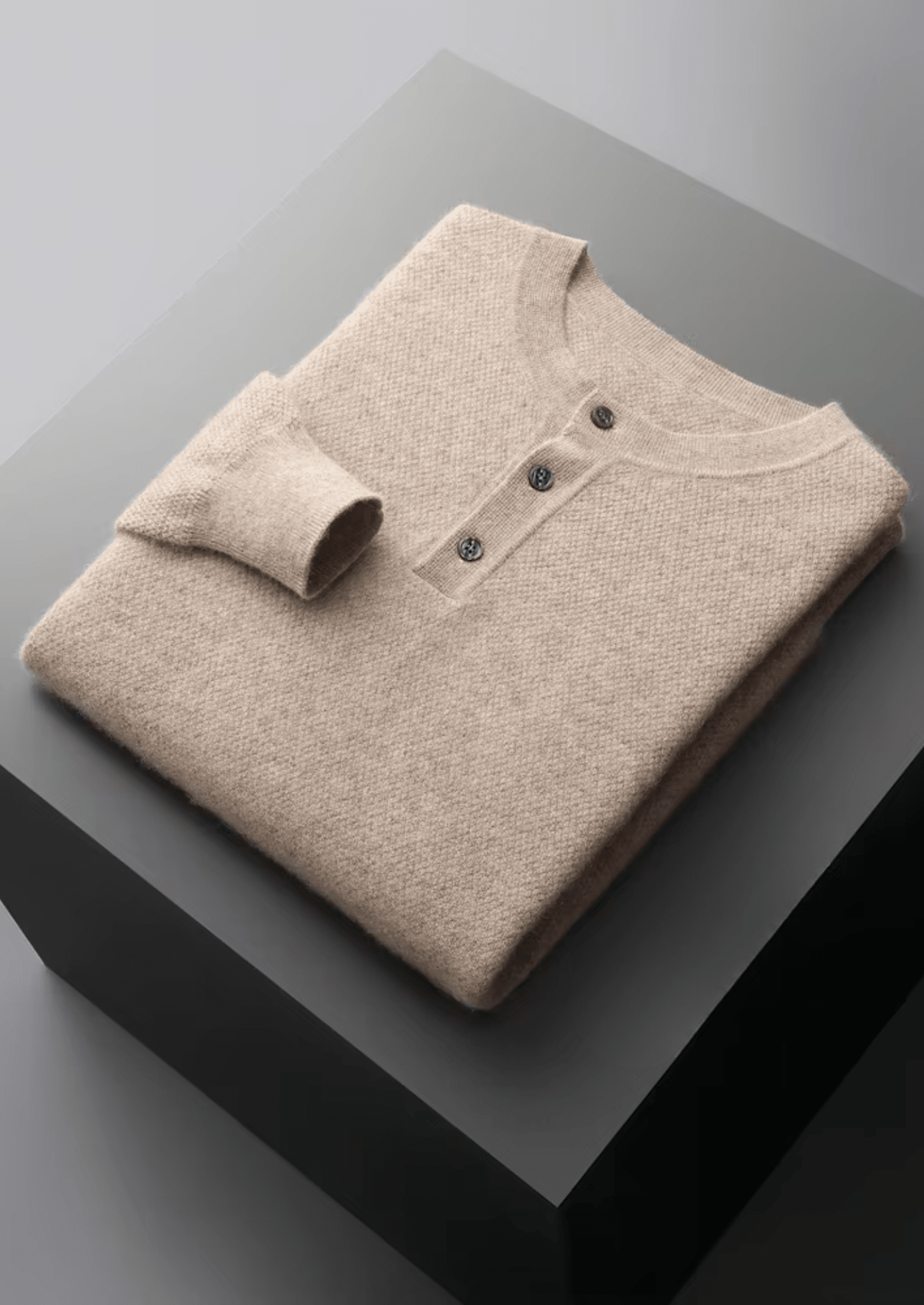 PREMIUM CASHMERE CLASSIC HENLEY SWEATER - LORMIER - 