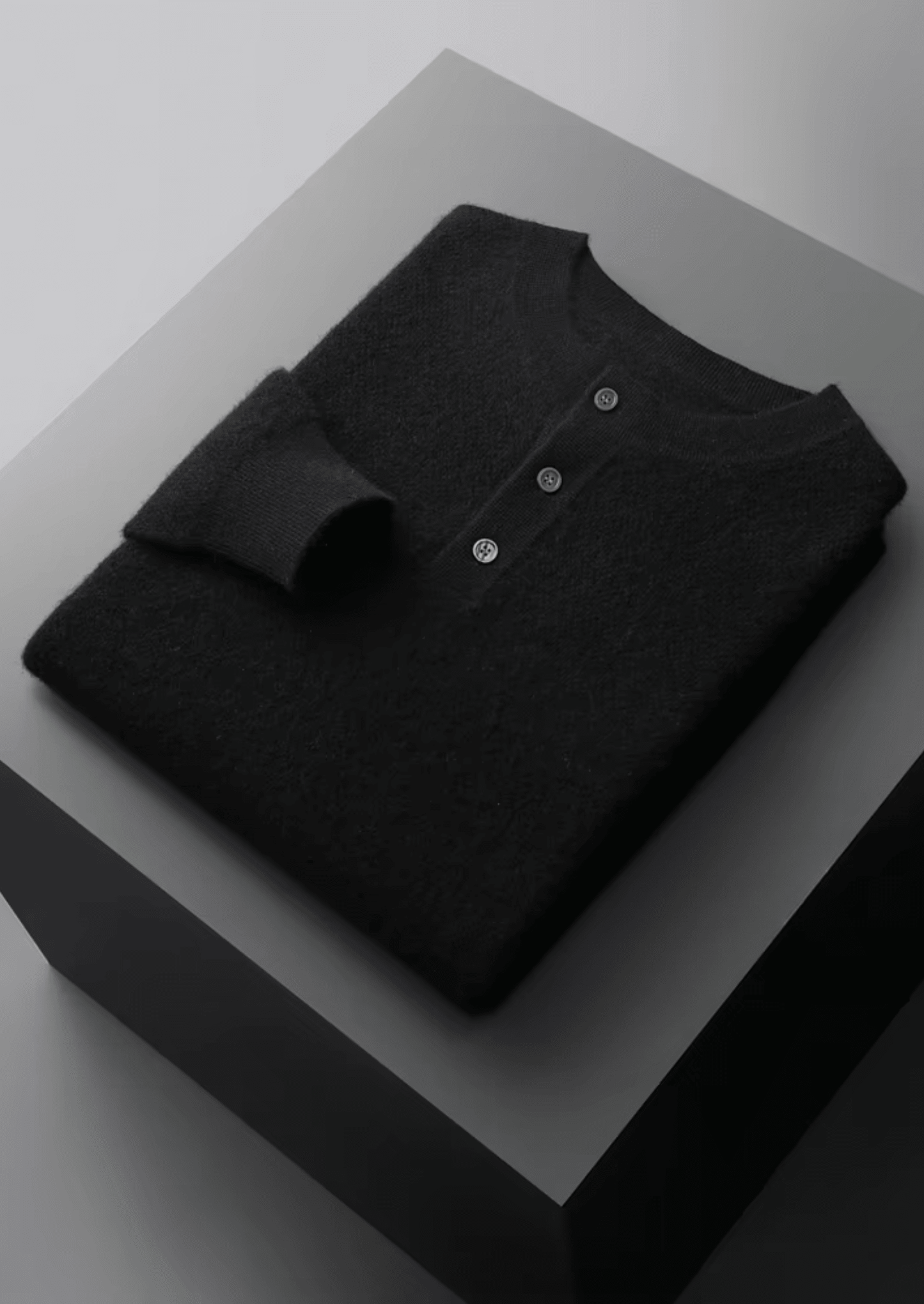 PREMIUM CASHMERE CLASSIC HENLEY SWEATER - LORMIER - 