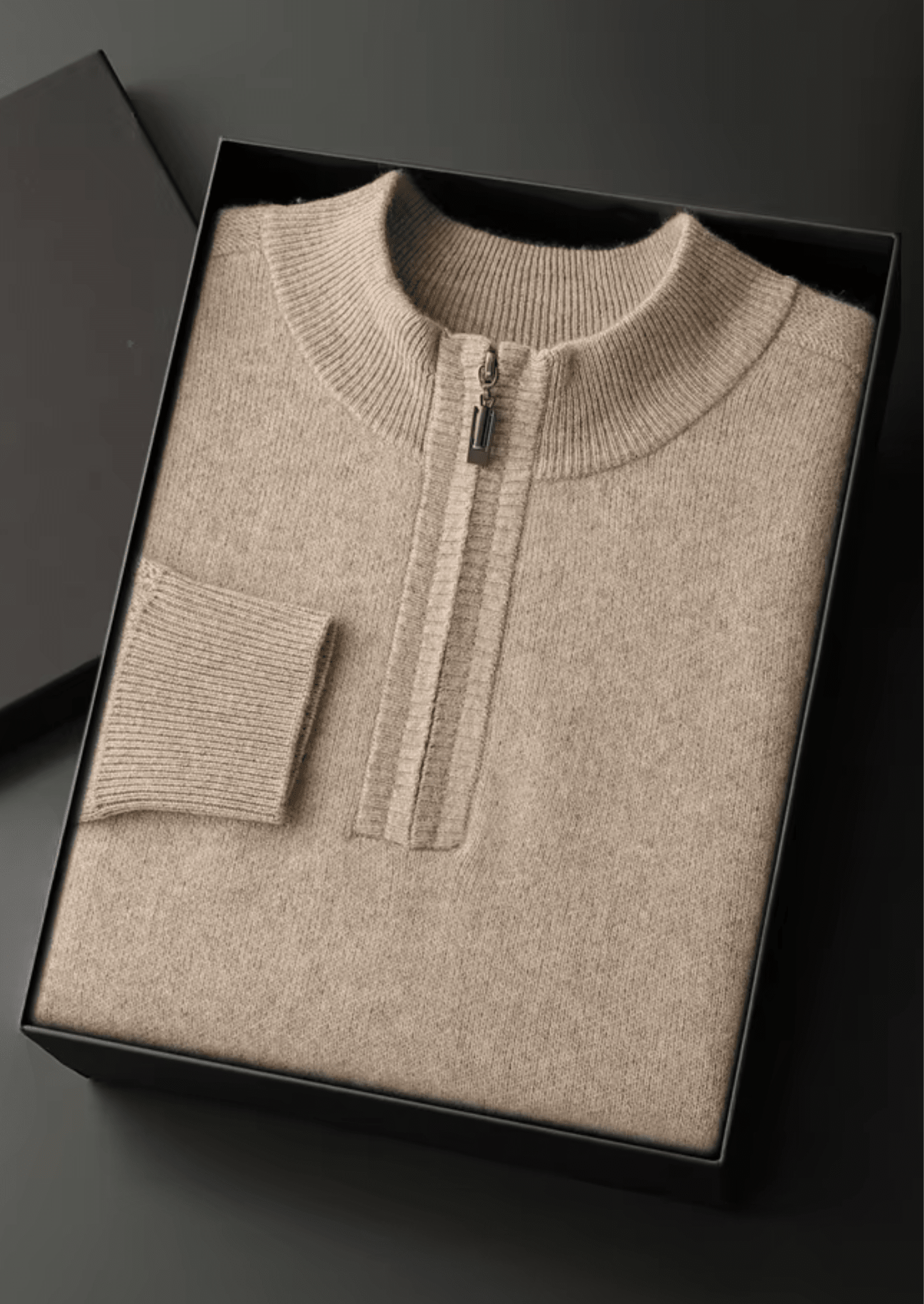 PREMIUM CASHMERE ESSENTIAL HALF - ZIP SWEATER - LORMIER - 