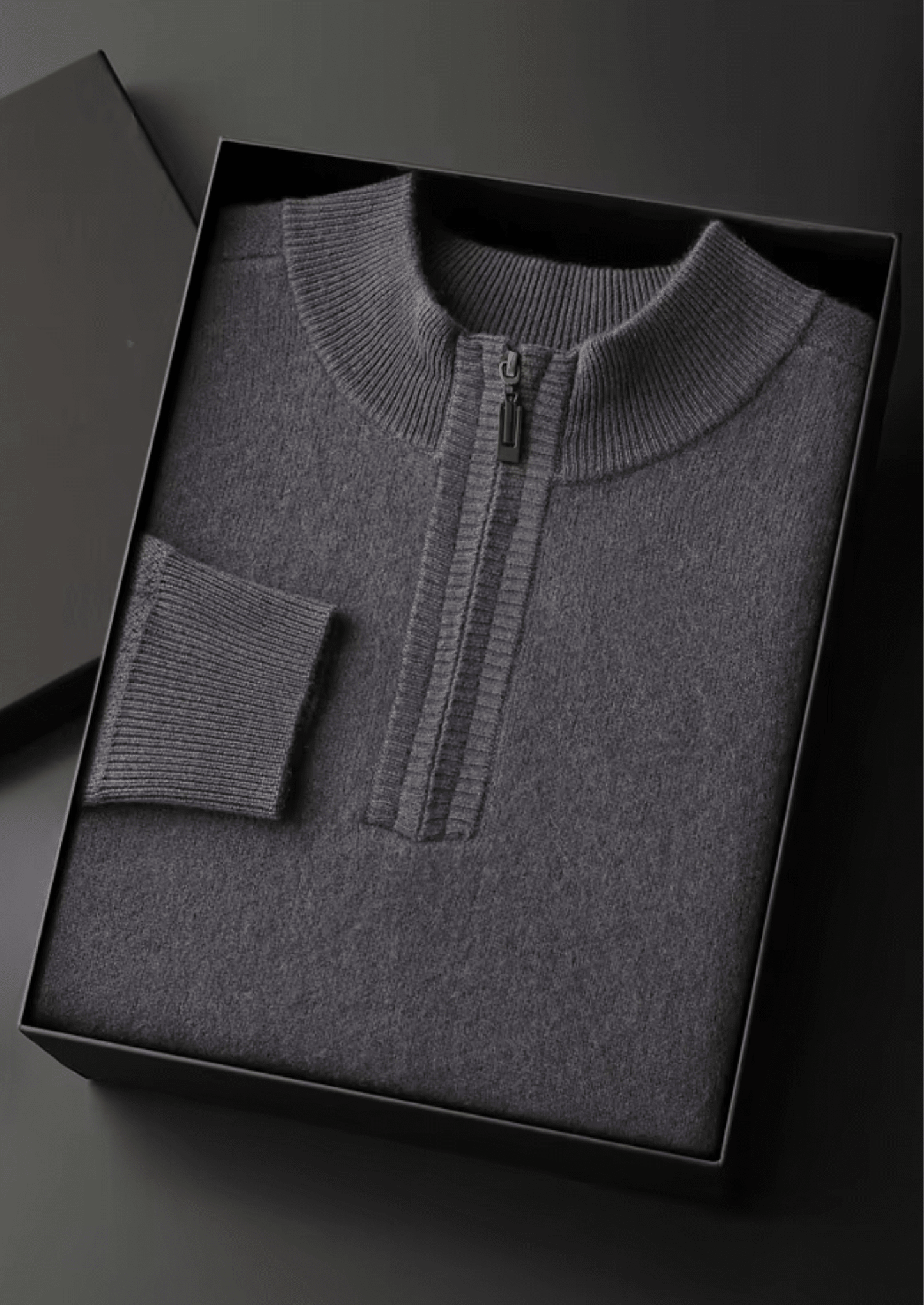 PREMIUM CASHMERE ESSENTIAL HALF - ZIP SWEATER - LORMIER - 