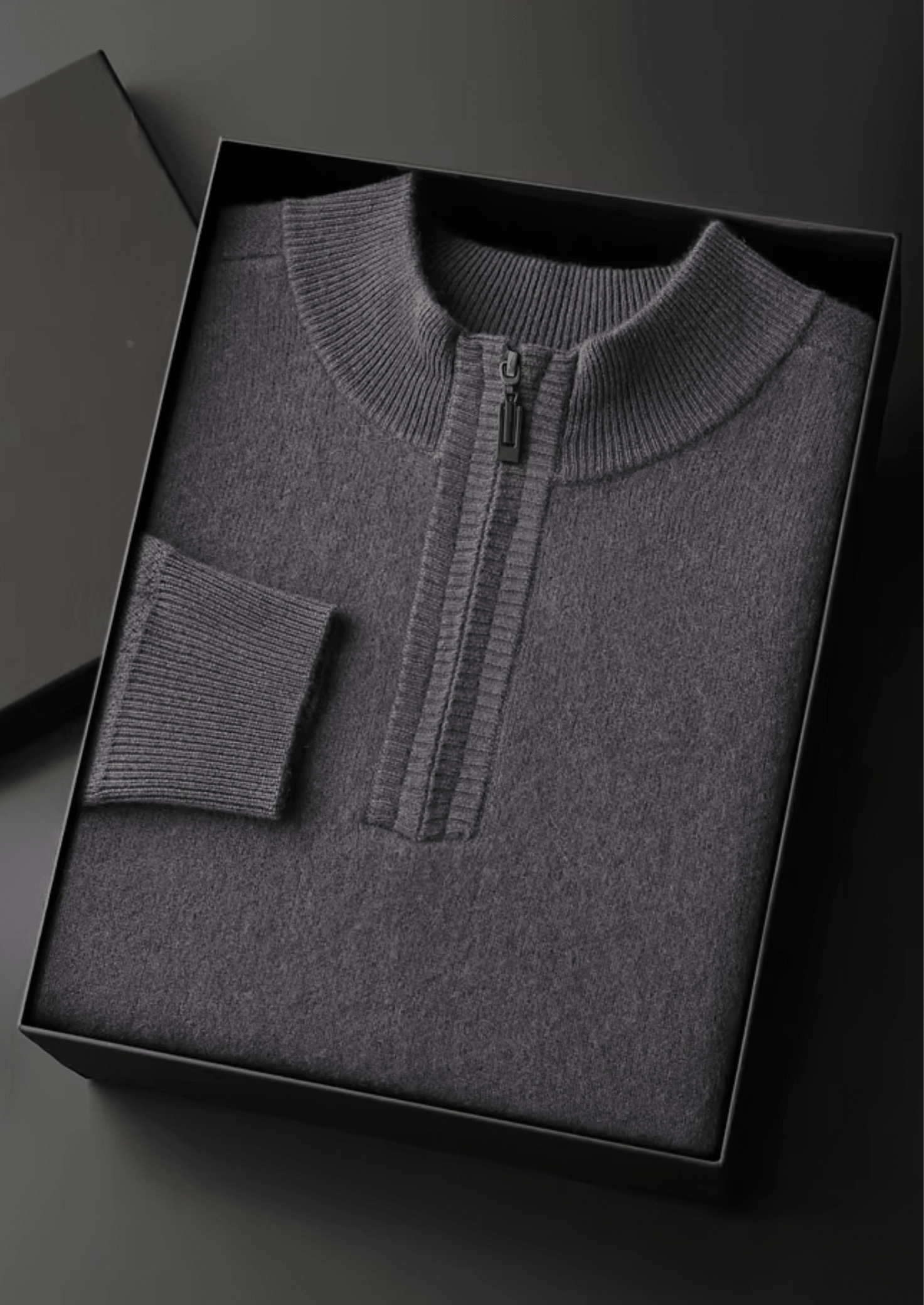 PREMIUM CASHMERE ESSENTIAL HALF - ZIP SWEATER - LORMIER - 