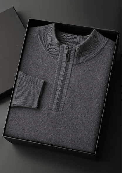 PREMIUM CASHMERE ESSENTIAL HALF - ZIP SWEATER - LORMIER - 