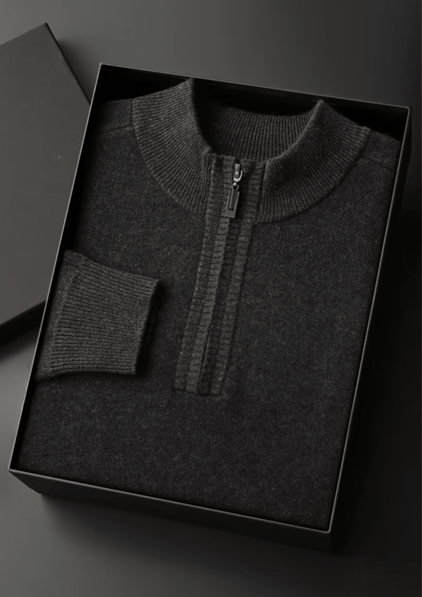 PREMIUM CASHMERE ESSENTIAL HALF - ZIP SWEATER - LORMIER - 