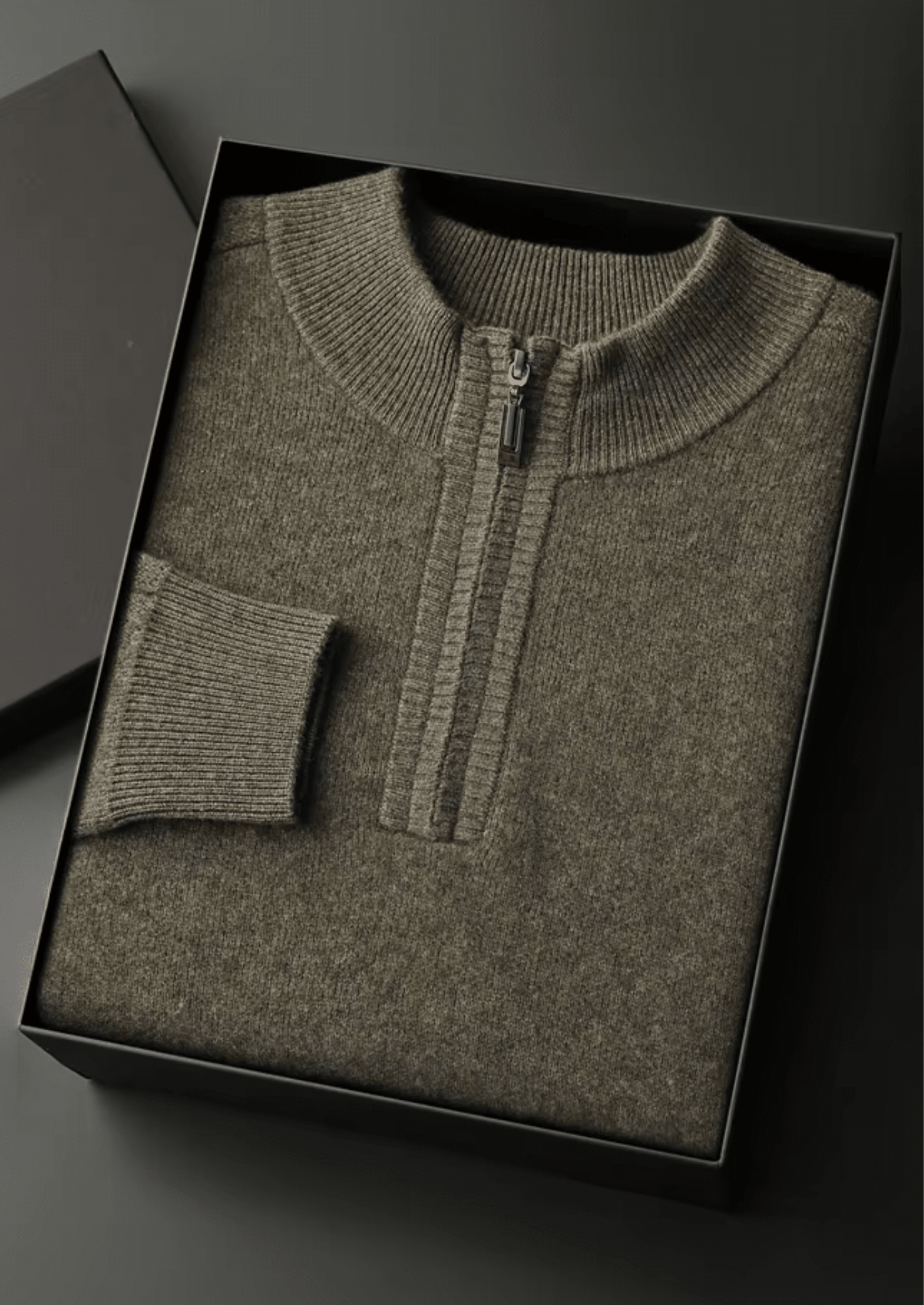 PREMIUM CASHMERE ESSENTIAL HALF - ZIP SWEATER - LORMIER - 