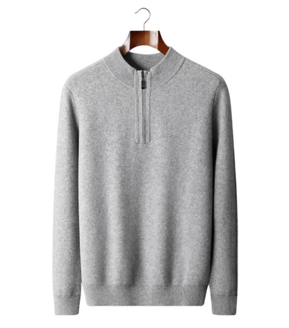 PREMIUM CASHMERE ESSENTIAL HALF - ZIP SWEATER - LORMIER - 