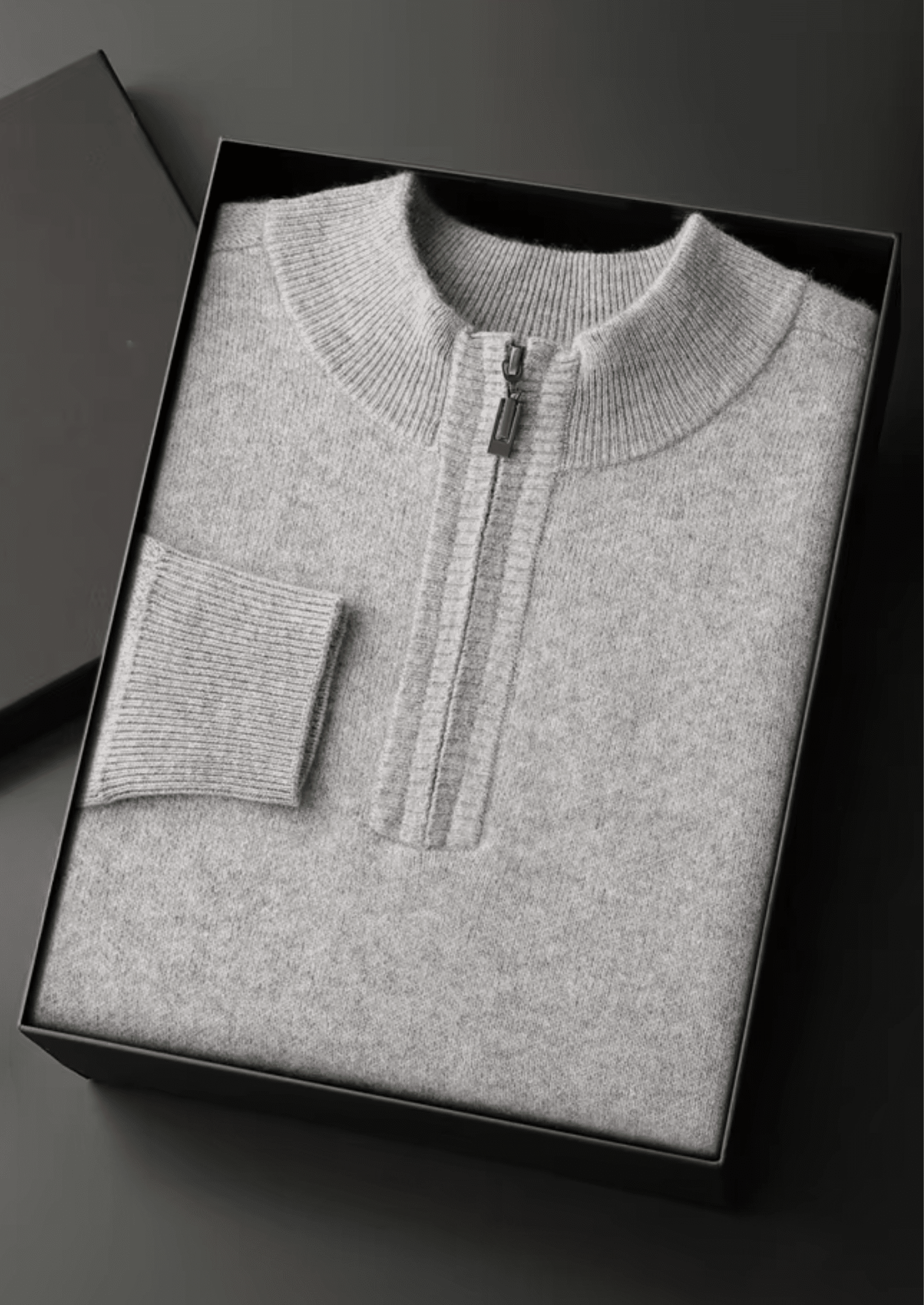 PREMIUM CASHMERE ESSENTIAL HALF - ZIP SWEATER - LORMIER - 
