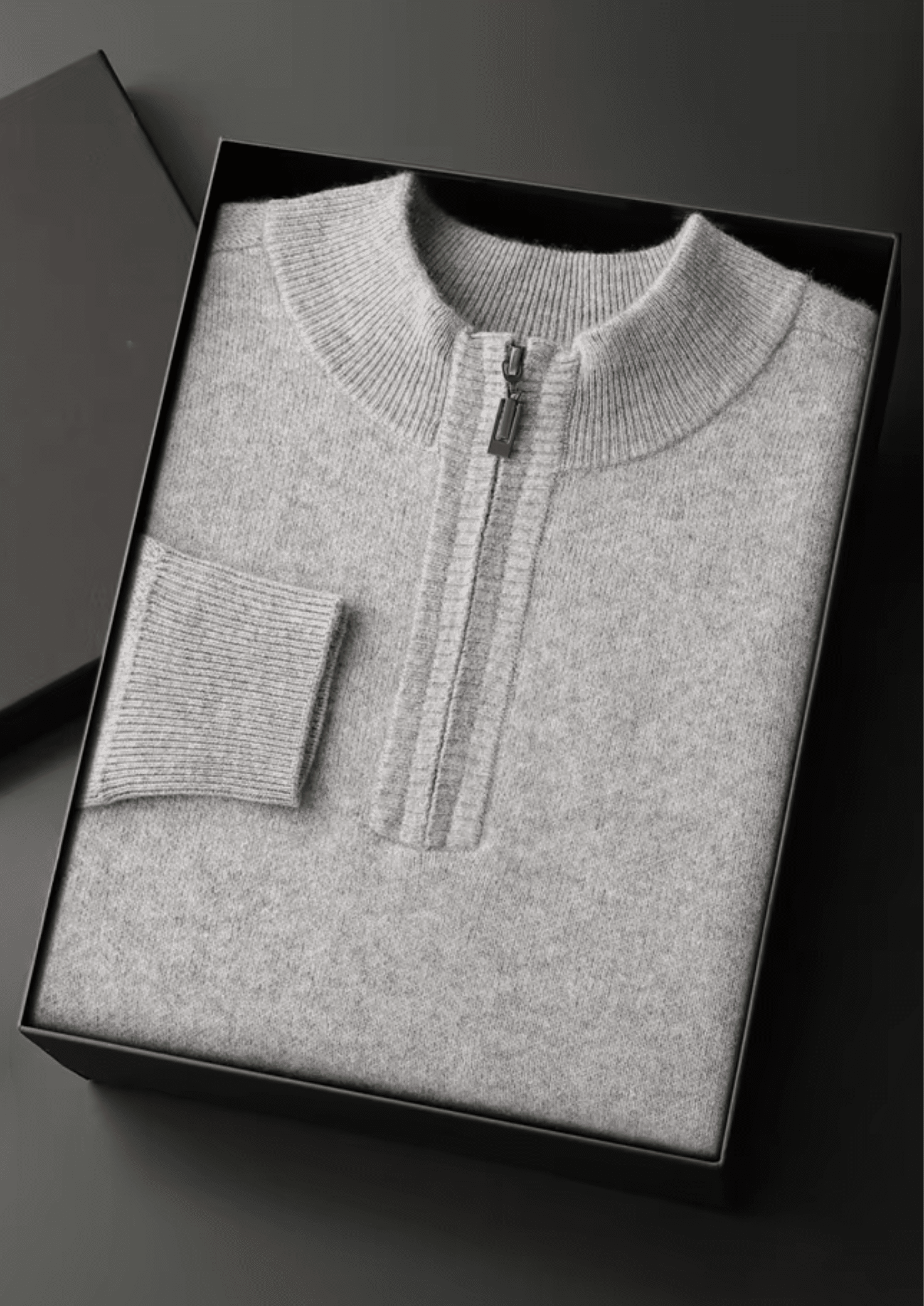 PREMIUM CASHMERE ESSENTIAL HALF - ZIP SWEATER - LORMIER - 