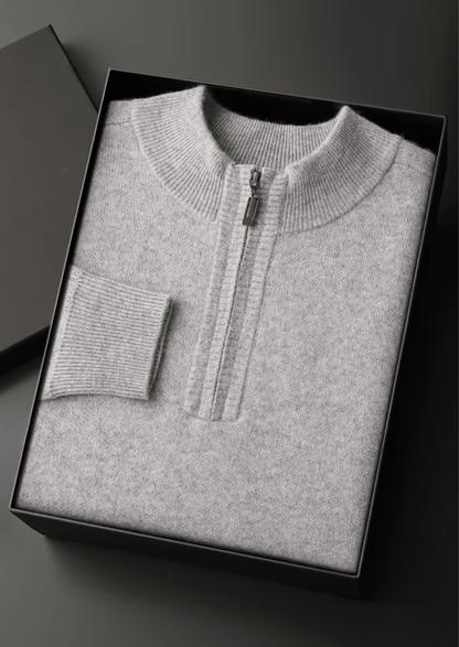 PREMIUM CASHMERE ESSENTIAL HALF - ZIP SWEATER - LORMIER - 
