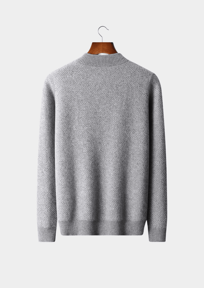 PREMIUM CASHMERE PATTERNED HALF - ZIP SWEATER - LORMIER - 
