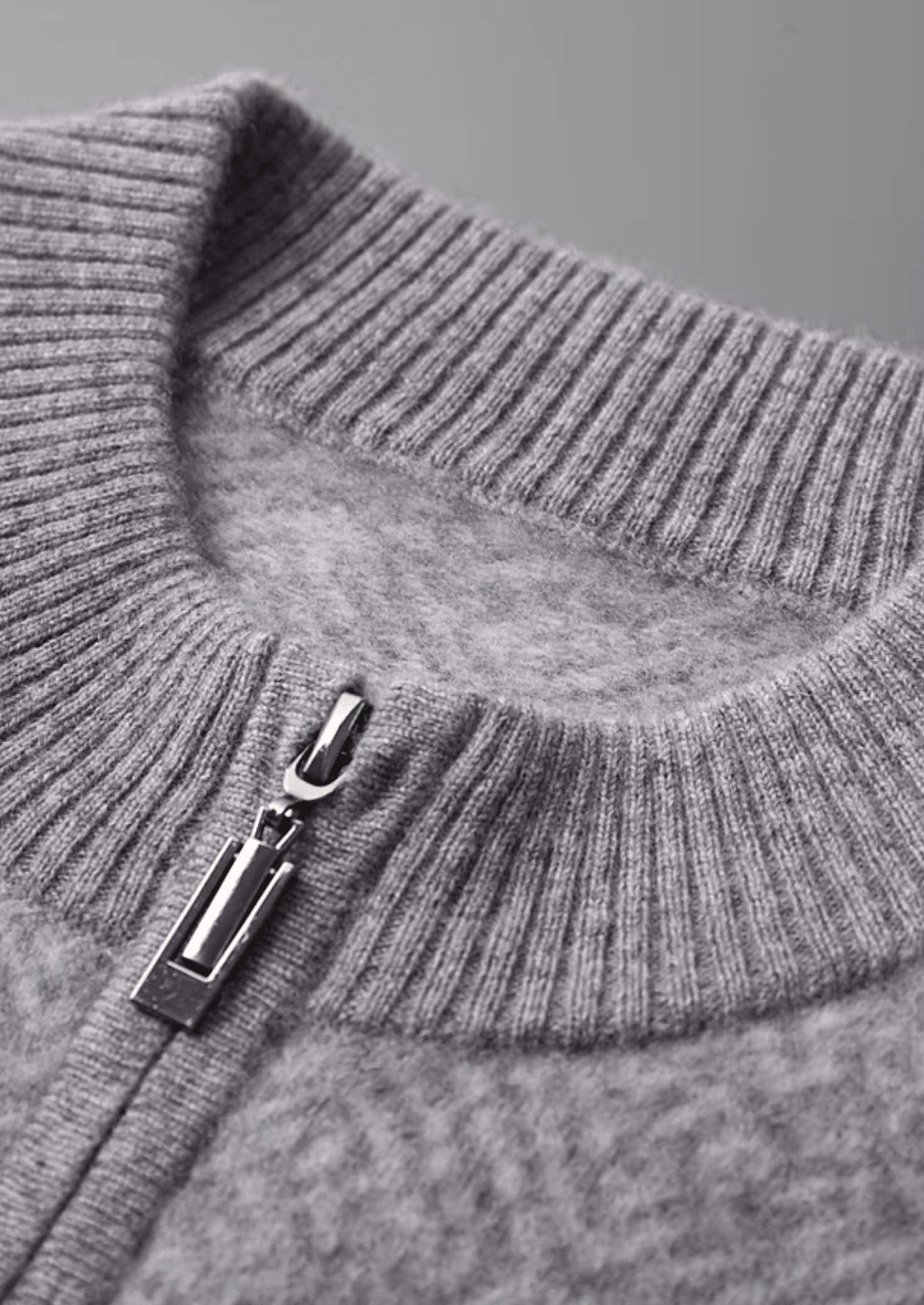 PREMIUM CASHMERE PATTERNED HALF - ZIP SWEATER - LORMIER - 