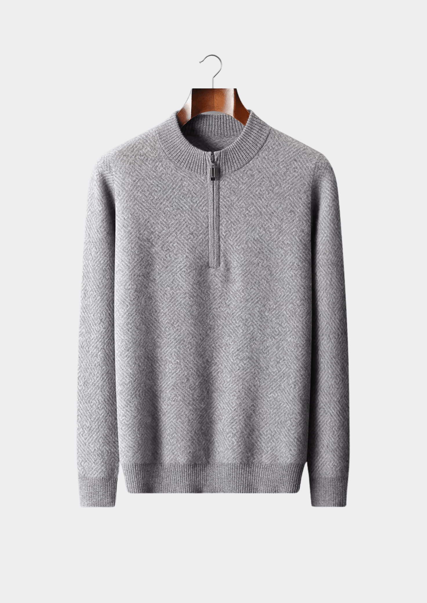 PREMIUM CASHMERE PATTERNED HALF - ZIP SWEATER - LORMIER - 