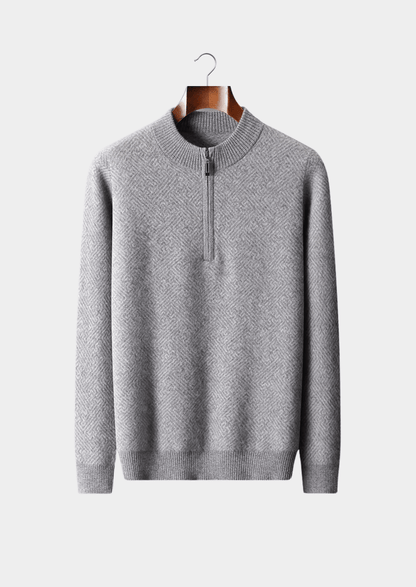 PREMIUM CASHMERE PATTERNED HALF - ZIP SWEATER - LORMIER - 