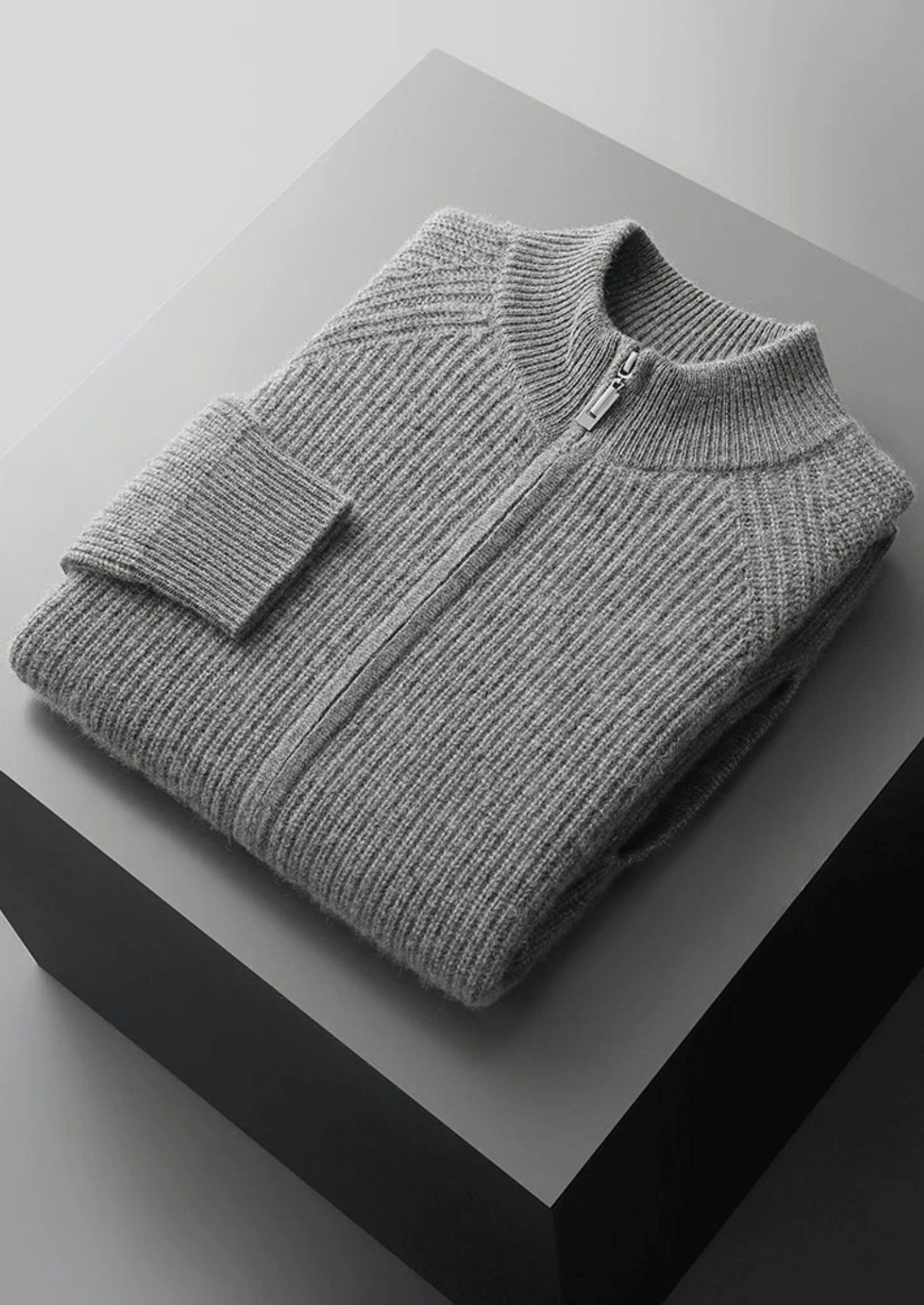 PREMIUM CASHMERE RIBBED CARDIGAN - LORMIER - 
