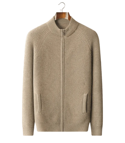 PREMIUM CASHMERE RIBBED CARDIGAN - LORMIER - 