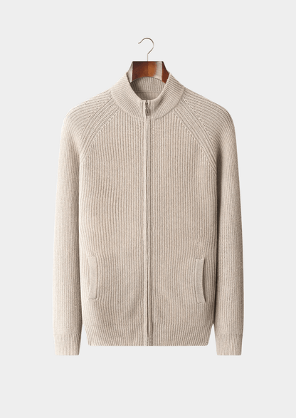 PREMIUM CASHMERE RIBBED CARDIGAN - LORMIER - 