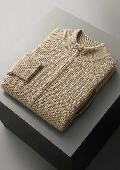 PREMIUM CASHMERE RIBBED CARDIGAN - LORMIER - 