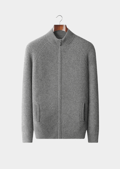 PREMIUM CASHMERE RIBBED CARDIGAN - LORMIER - 