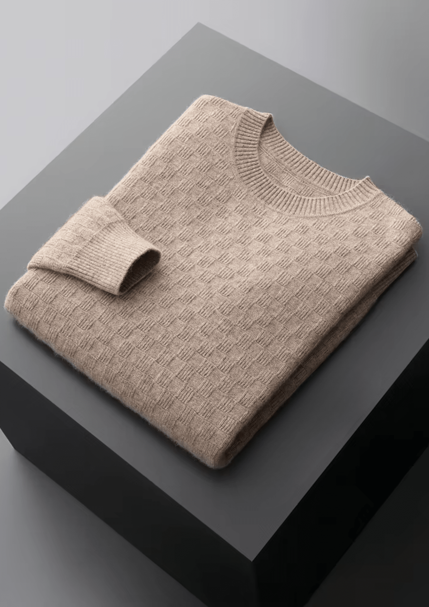 PREMIUM CASHMERE TEXTURED CREWNECK - LORMIER - 