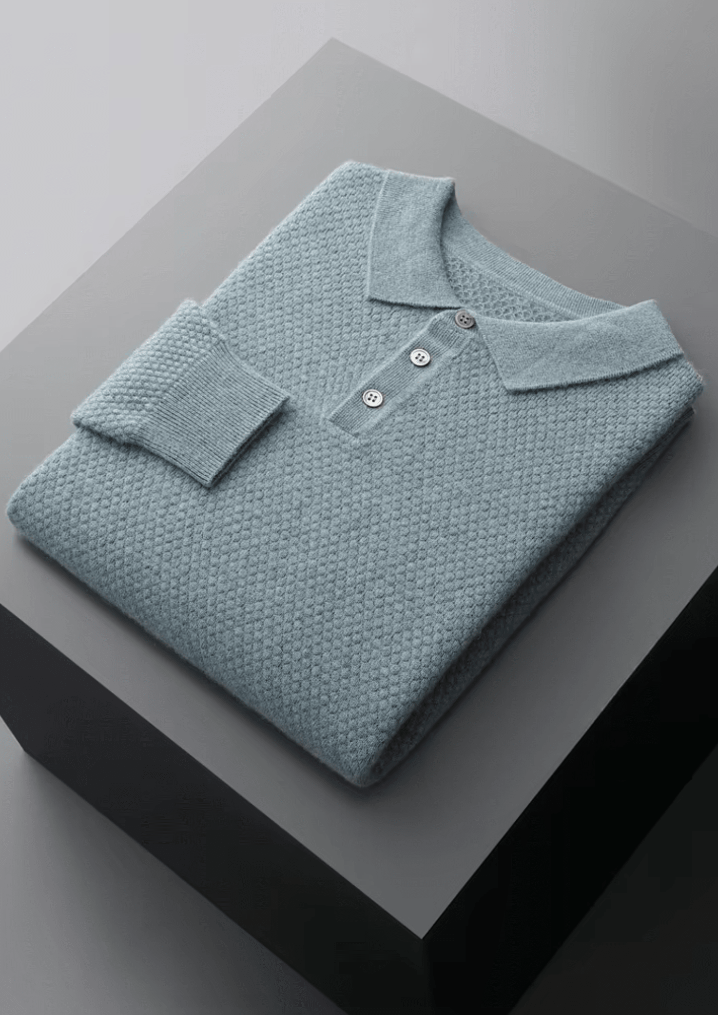 PREMIUM CASHMERE TEXTURED SWEATER POLO - LORMIER - 