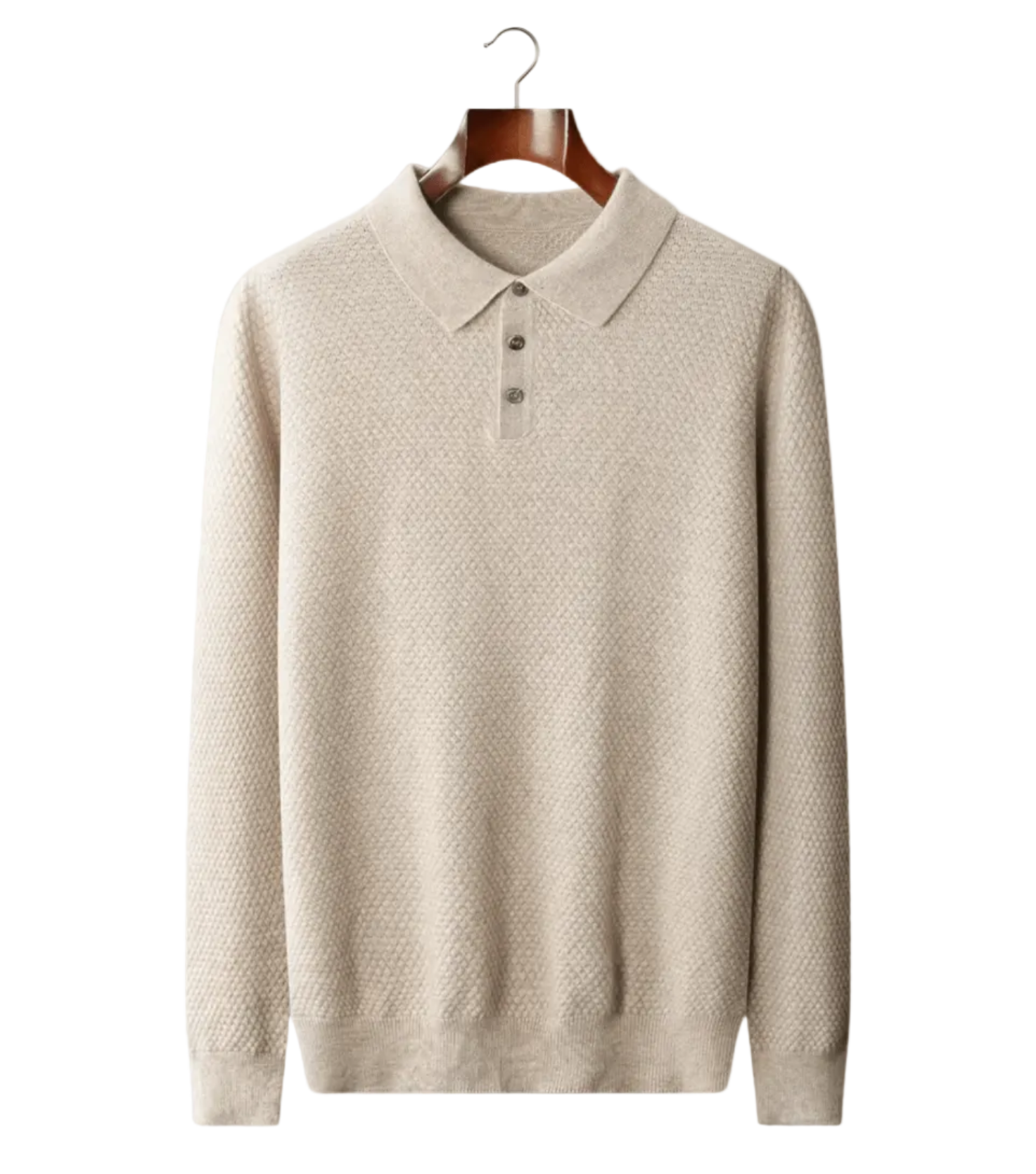 PREMIUM CASHMERE TEXTURED SWEATER POLO - LORMIER - 