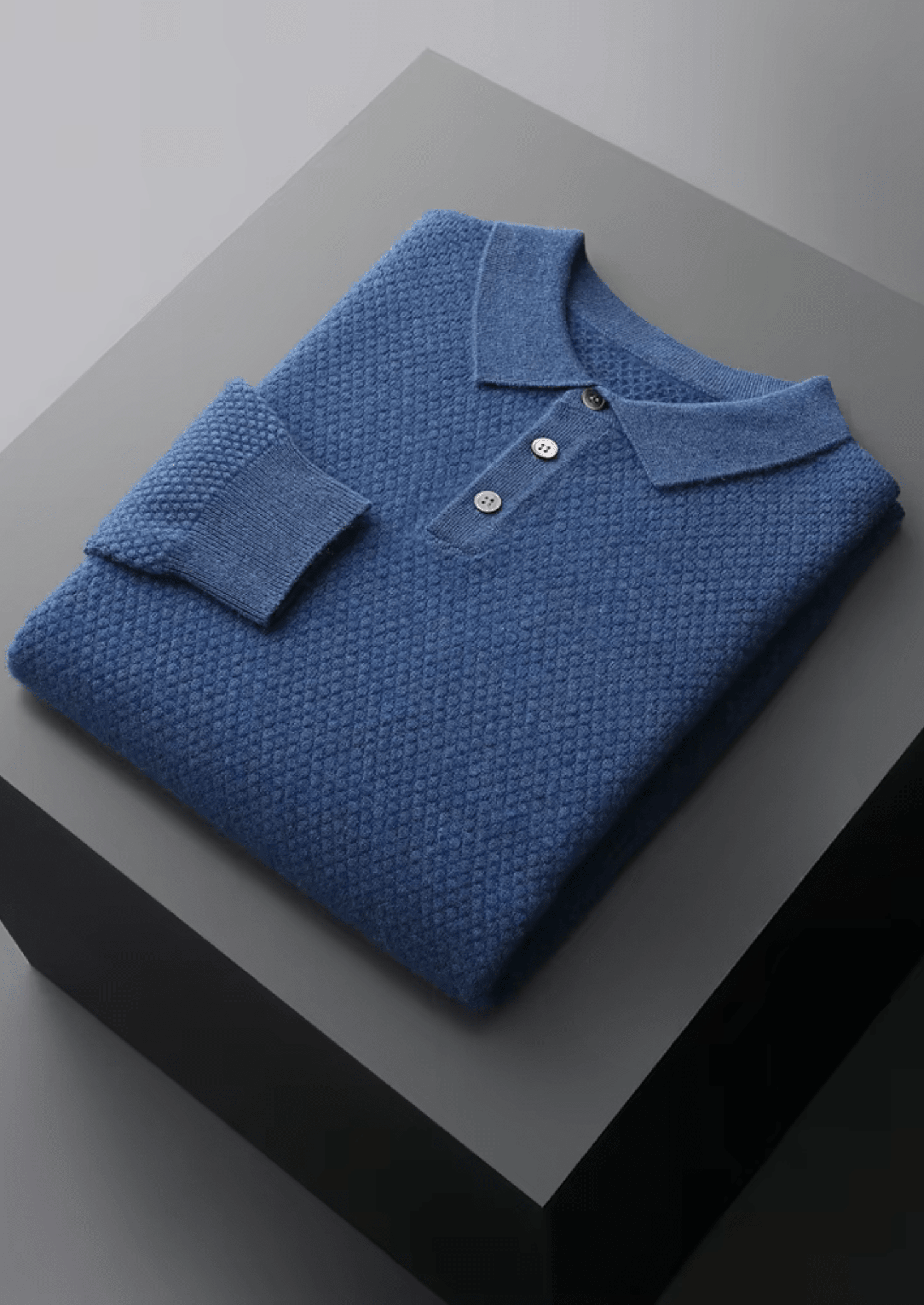 PREMIUM CASHMERE TEXTURED SWEATER POLO - LORMIER - 